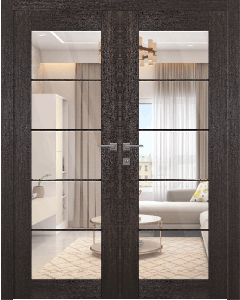 Avon 5 Lite Clear Vetro Veralinga Oak Double doors