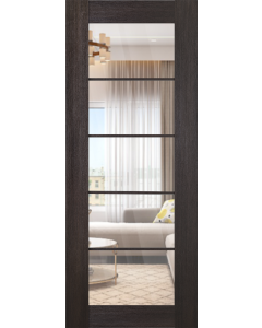 DOOR SLAB AVON 5 LITE CLEAR VETRO VERALINGA OAK 24" X 80" X 1 3/4" TEMPERED CLEAR GLASS
