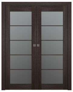 Avon 5 Lite Vetro Veralinga Oak Double pocket doors