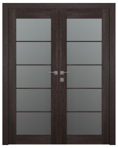 Avon 5 Lite Vetro Veralinga Oak Double doors