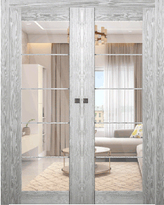 Avon 5 Lite Clear Vetro Ribeira Ash Double pocket doors