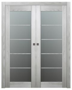 Avon 5 Lite Vetro Ribeira Ash Double pocket doors