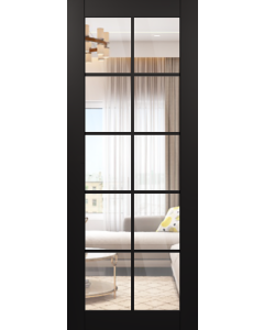 DOOR SLAB AVON 10 LITE CLEAR VETRO BLACK MATTE 28" X 96" X 1 3/4" TEMPERED CLEAR GLASS