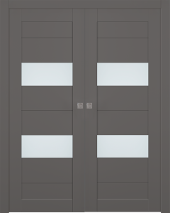 Berta Vetro Gray Matte Double pocket doors