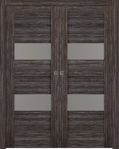 Berta Vetro Gray Oak Double pocket doors