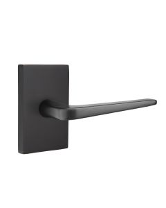 EMTEK ATHENA LEVER WITH MODERN RECTANGULAR ROSETTE PASSAGE LH FLAT BLACK (US19) 5112