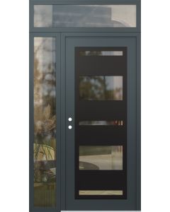 Diamond C10 48" x 96" anthracite/anthracite clear Glass Panel black RHI with Sidelite and Transom clear Glass