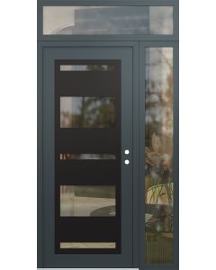 Diamond C10 48" x 96" anthracite/anthracite clear Glass Panel black LHI with Sidelite and Transom clear Glass