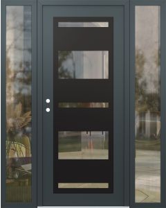 Diamond C10 68" x 80" anthracite/anthracite clear Glass Panel black RHI with 2 Sidelites clear Glass