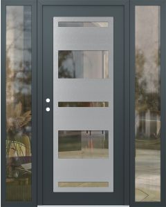 Diamond C10 60" x 80" anthracite/anthracite clear Glass Panel stainless steel RHI with 2 Sidelites clear Glass