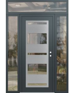 Diamond C10 60" x 96" anthracite/anthracite clear Glass Panel stainless steel LHI with 2 Sidelites and Transom clear Glass