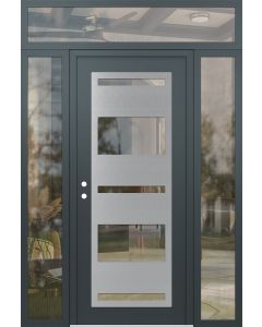 Diamond C10 68" x 96" anthracite/anthracite clear Glass Panel stainless steel RHI with 2 Sidelites and Transom clear Glass