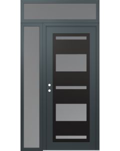 Diamond C10 48" x 96" anthracite/anthracite frosted Glass Panel black RHI with Sidelite and Transom frosted Glass