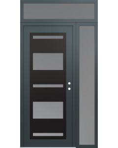 Diamond C10 48" x 96" anthracite/anthracite frosted Glass Panel black LHI with Sidelite and Transom frosted Glass