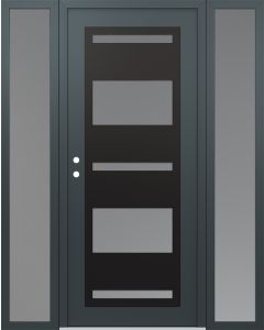 Diamond C10 68" x 80" anthracite/anthracite frosted Glass Panel black RHI with 2 Sidelites frosted Glass