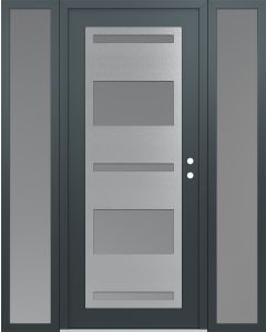 Diamond C10 68" x 80" anthracite/anthracite frosted Glass Panel stainless steel LHI with 2 Sidelites frosted Glass