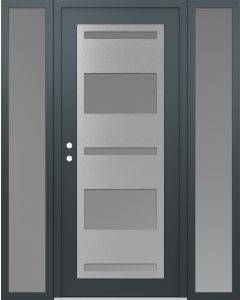 Diamond C10 60" x 80" anthracite/anthracite frosted Glass Panel stainless steel RHI with 2 Sidelites frosted Glass