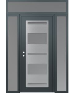 Diamond C10 60" x 96" anthracite/anthracite frosted Glass Panel stainless steel RHI with 2 Sidelites and Transom frosted Glass