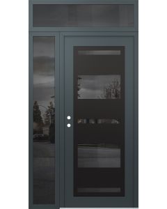 Diamond C10 48" x 96" anthracite/anthracite mirrored Glass Panel black RHI with Sidelite and Transom mirrored Glass