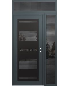 Diamond C10 48" x 96" anthracite/anthracite mirrored Glass Panel black LHI with Sidelite and Transom mirrored Glass