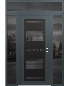 Diamond C10 68" x 96" anthracite/anthracite mirrored Glass Panel black LHI with 2 Sidelites and Transom mirrored Glass