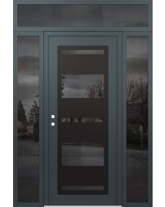 Diamond C10 68" x 96" anthracite/anthracite mirrored Glass Panel black RHI with 2 Sidelites and Transom mirrored Glass