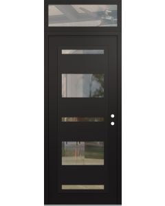 Diamond C10 36" x 96" black/black clear Glass Panel black LHI with Transom clear Glass