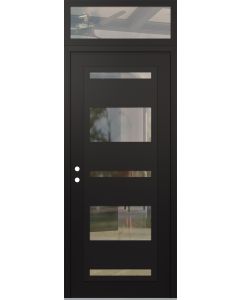 Diamond C10 36" x 96" black/black clear Glass Panel black RHI with Transom clear Glass