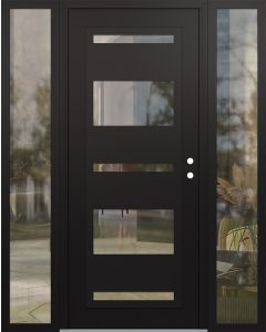 Diamond C10 60" x 80" black/black clear Glass Panel black LHI with 2 Sidelites clear Glass