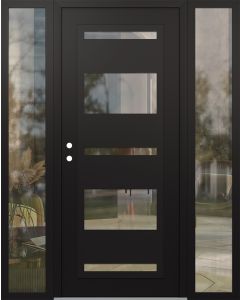 Diamond C10 68" x 80" black/black clear Glass Panel black RHI with 2 Sidelites clear Glass