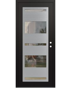 Diamond C10 36" x 80" black/black clear Glass Panel stainless steel LHI