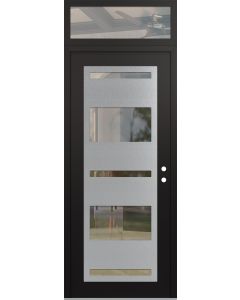 Diamond C10 36" x 96" black/black clear Glass Panel stainless steel LHI with Transom clear Glass
