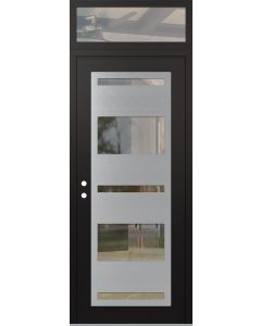 Diamond C10 36" x 96" black/black clear Glass Panel stainless steel RHI with Transom clear Glass