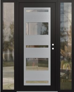 Diamond C10 68" x 80" black/black clear Glass Panel stainless steel LHI with 2 Sidelites clear Glass