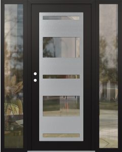 Diamond C10 60" x 80" black/black clear Glass Panel stainless steel RHI with 2 Sidelites clear Glass
