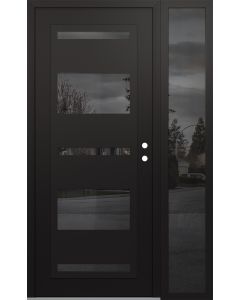 Diamond C10 50" x 80" black/black mirrored Glass Panel black LHI with Sidelite mirrored Glass