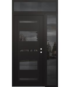 Diamond C10 50" x 96" black/black mirrored Glass Panel black LHI with Sidelite and Transom mirrored Glass