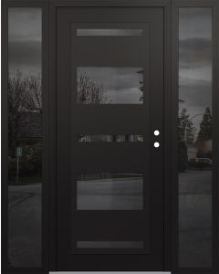 Diamond C10 68" x 80" black/black mirrored Glass Panel black LHI with 2 Sidelites mirrored Glass