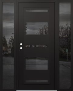 Diamond C10 64" x 80" black/black mirrored Glass Panel black RHI with 2 Sidelites mirrored Glass