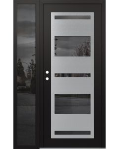 Diamond C10 48" x 80" black/black mirrored Glass Panel stainless steel RHI with Sidelite mirrored Glass