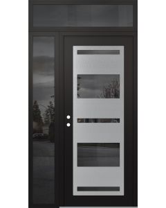 Diamond C10 48" x 96" black/black mirrored Glass Panel stainless steel RHI with Sidelite and Transom mirrored Glass