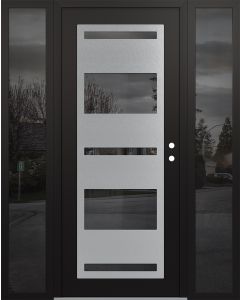 Diamond C10 64" x 80" black/black mirrored Glass Panel stainless steel LHI with 2 Sidelites mirrored Glass