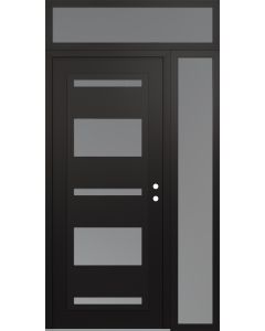 Diamond C10 52" x 96" black/white frosted Glass Panel black LHI with Sidelite and Transom frosted Glass