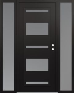 Diamond C10 68" x 80" black/white frosted Glass Panel black LHI with 2 Sidelites frosted Glass