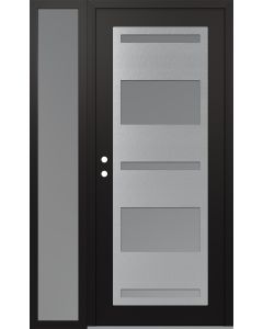 Diamond C10 52" x 80" black/white frosted Glass Panel stainless steel RHI with Sidelite frosted Glass