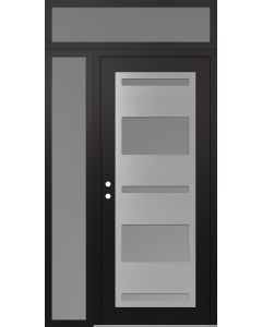 Diamond C10 48" x 96" black/white frosted Glass Panel stainless steel RHI with Sidelite and Transom frosted Glass