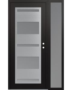 Diamond C10 48" x 80" black/white frosted Glass Panel stainless steel LHI with Sidelite frosted Glass
