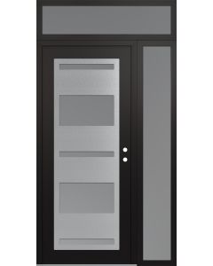 Diamond C10 52" x 96" black/white frosted Glass Panel stainless steel LHI with Sidelite and Transom frosted Glass