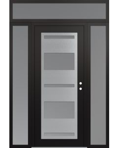 Diamond C10 64" x 96" black/white frosted Glass Panel stainless steel LHI with 2 Sidelites and Transom frosted Glass