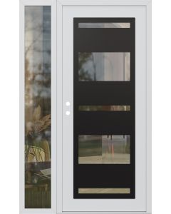 Diamond C10 50" x 80" white/white clear Glass Panel black RHI with Sidelite clear Glass